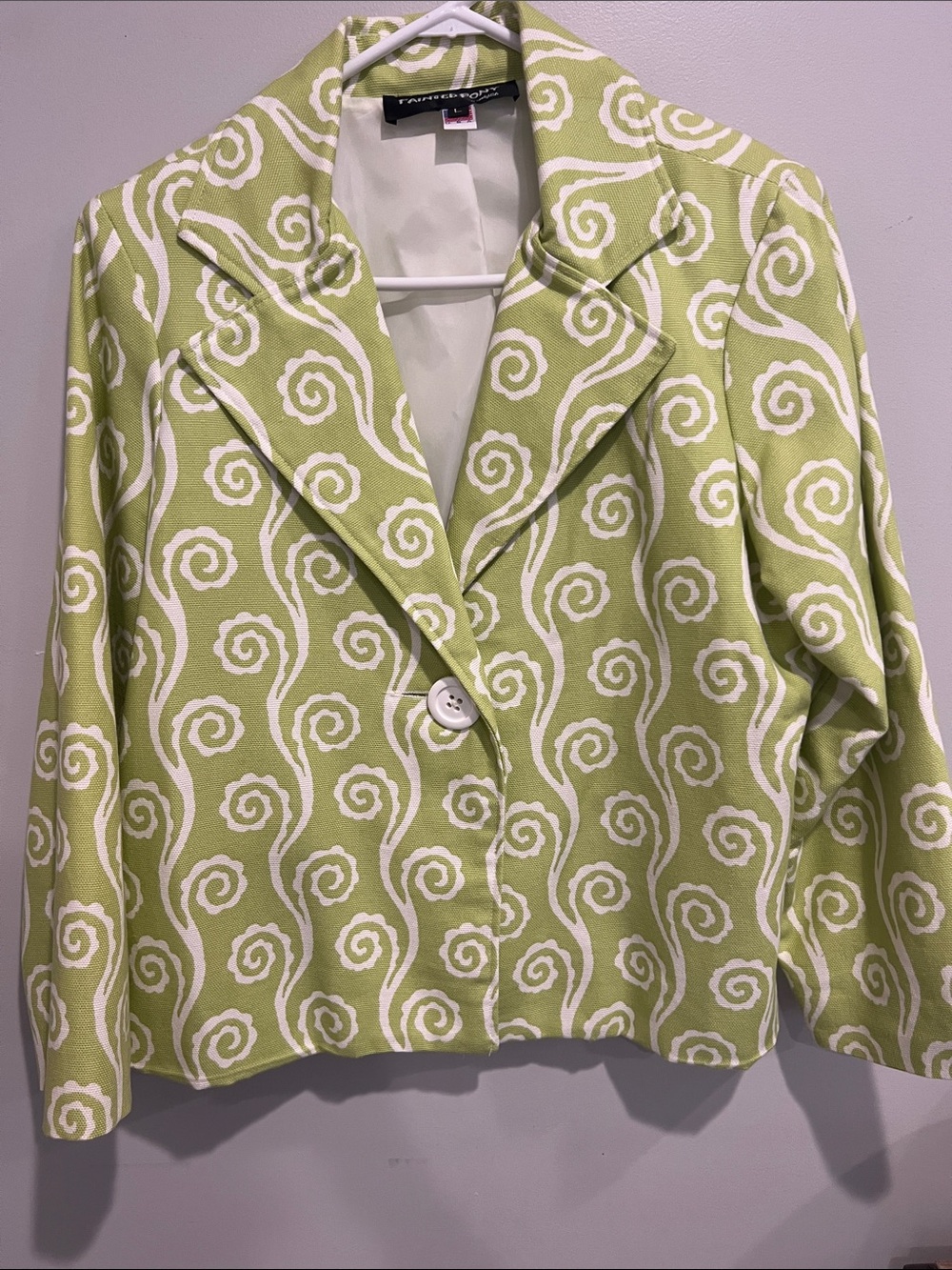 painted pony women’s cotton boho lime green lined blazer L funky